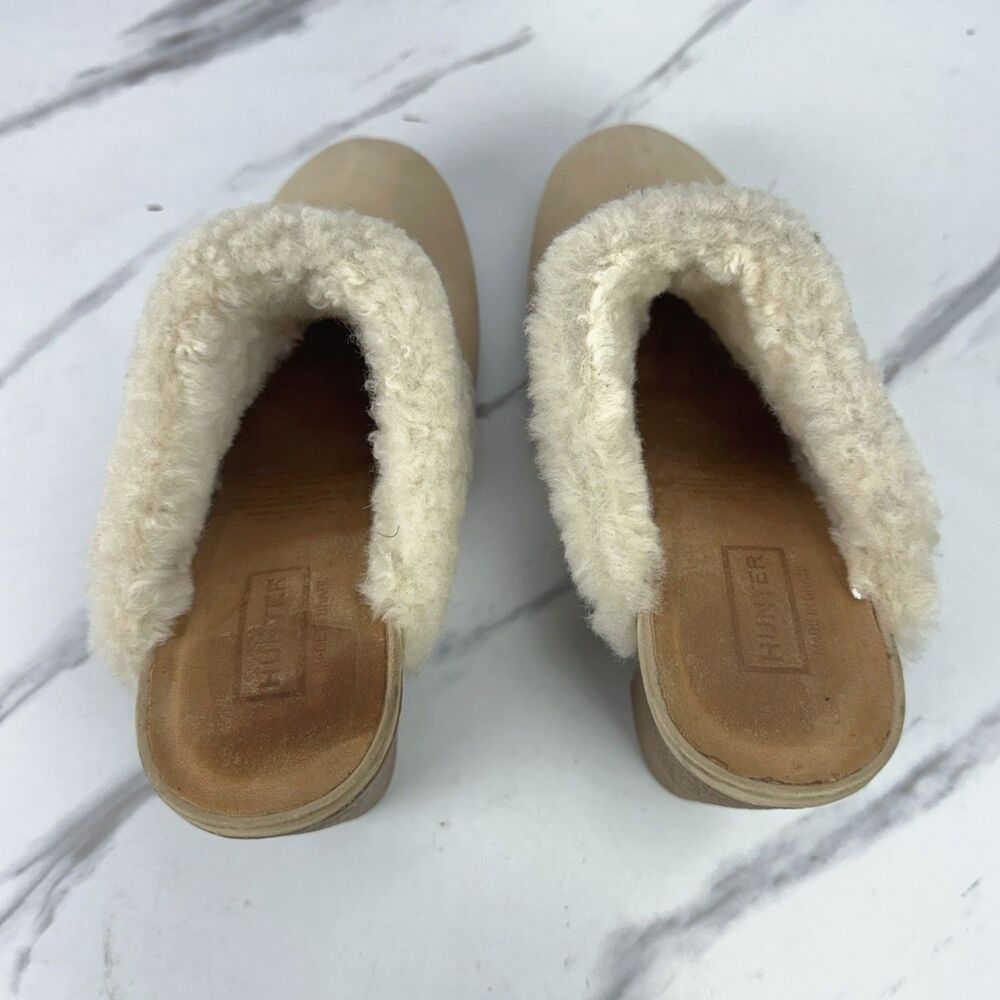 Hunter Bruson Amazonas Leather High Heel Clog Cream Brazilian Shearling Size 7 - Picture 5 of 9
